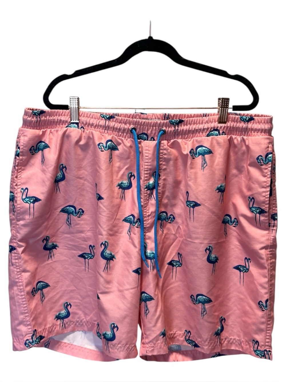 Club Room Pink Flamingo Print Swim Shorts with Blue Drawstring